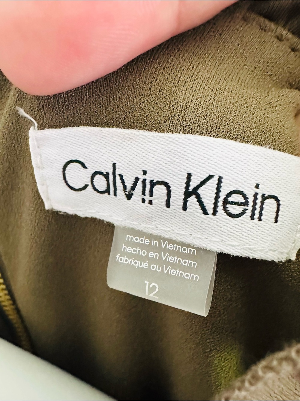 Calvin Klein Olive Green Ruffle Wide Leg Belted Jumpsuit - Picture 10 of 11